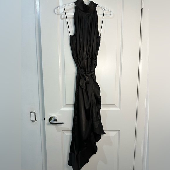 Black mock satin midi dress - Picture 3 of 6